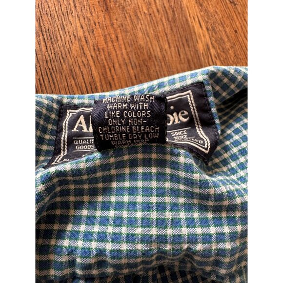 Abercrombie & Fitch Mens Shirt M Green Blue Gingham Button-Down Flaws - Picture 4 of 9